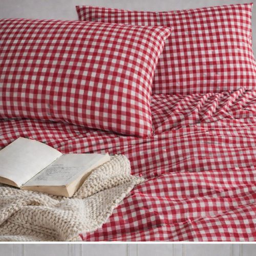 Housse De Couette + Taies D'oreiller 240x220 Cm "vichy Rose" Coton Imprimé.