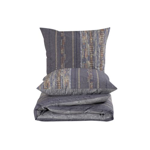 Housse De Couette + Taies D'oreiller 200x200 Cm "efonte Stone" Coton Imprimé.