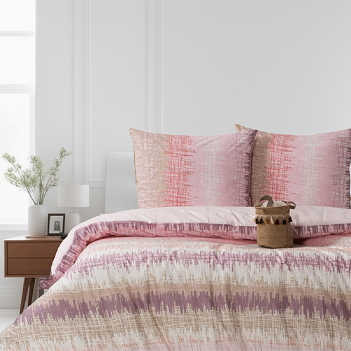 Housse De Couette + Taies D'oreiller 200x200 Cm "polien" Coton Imprimé.