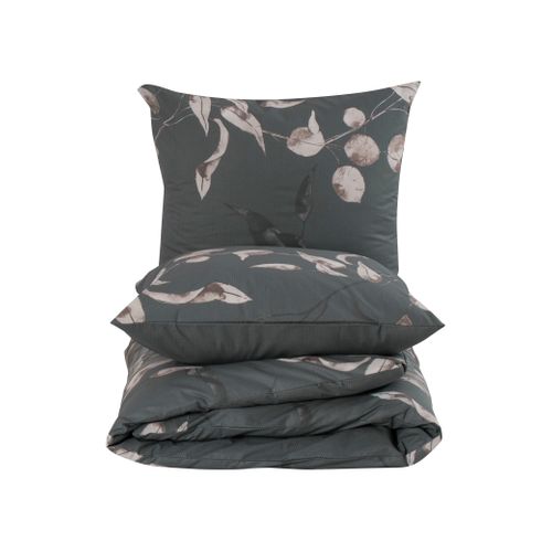 Housse De Couette + Taie D'oreiller 140x200 Cm "tivory Vert" Coton Imprimé.