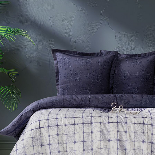 Housse De Couette + Taie D'oreiller 140x200 Cm Satin De Coton "melori"