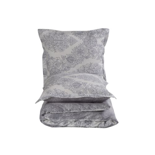 Housse De Couette + Taies D'oreiller 200x200 Cm Satin De Coton "silver"