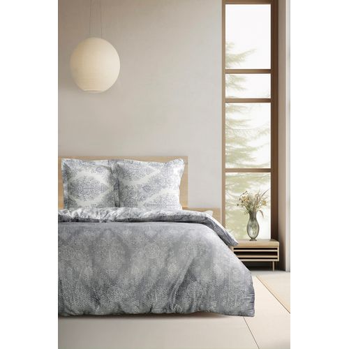 Housse De Couette + Taies D'oreiller 200x200 Cm Satin De Coton "silver"