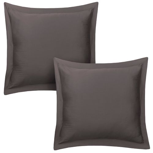 Lot De 2 Taies D'oreiller 63x63 Cm Satin De Coton Anthracite