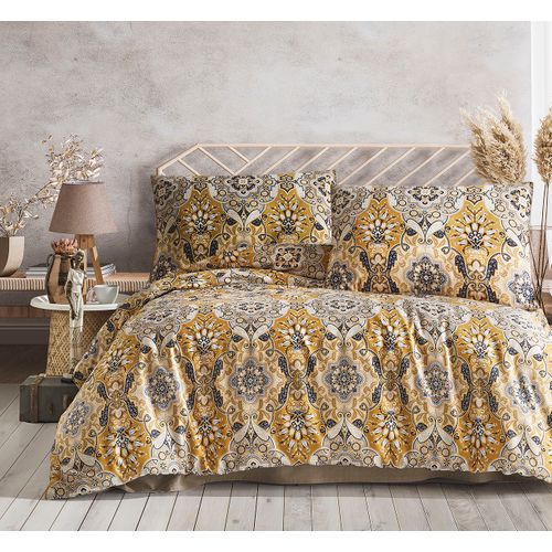 Parure De Lit 2 Personnes 240x220 Cm Satin De Coton Imprimé