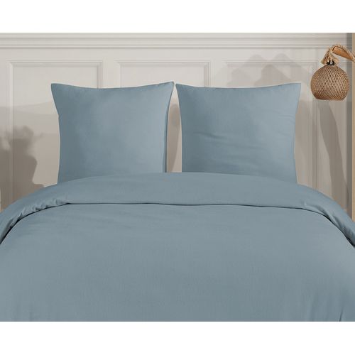 Parure De Lit 2 Personnes 240x220 Cm Flanelle De Coton Bleu