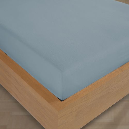 Drap Housse 180x200 Cm Flanelle De Coton Bleu