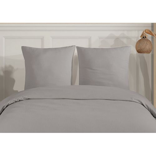 Parure De Lit 2 Personnes 200x200 Cm Flanelle De Coton Gris