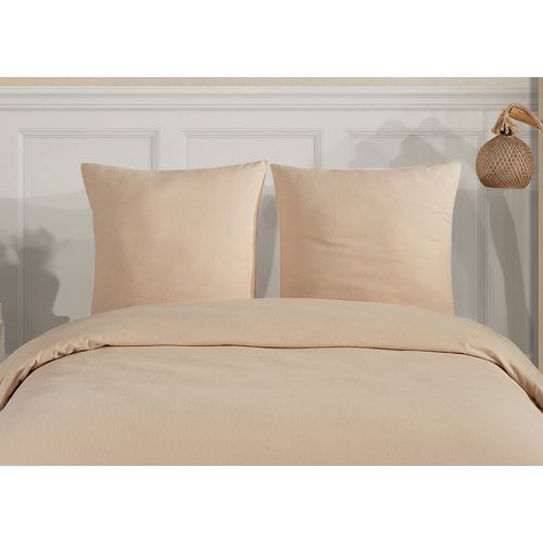 Parure De Lit 2 Personnes 240x220 Cm Flanelle De Coton Beige