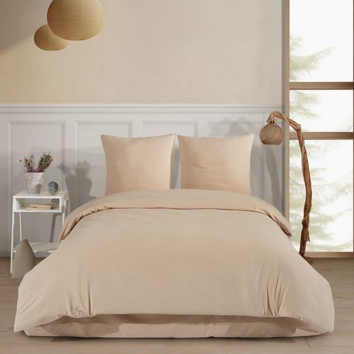 Parure De Lit 2 Personnes 240x220 Cm Flanelle De Coton Beige