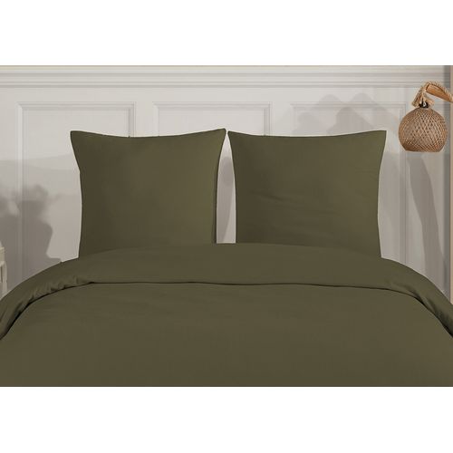 Parure De Lit 2 Personnes 200x200 Cm Flanelle De Coton Kaki