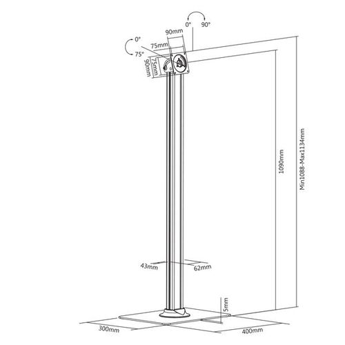 Support Sur Pied Pour Tablette iPad Pro 12.9'' Génération 3, Noir