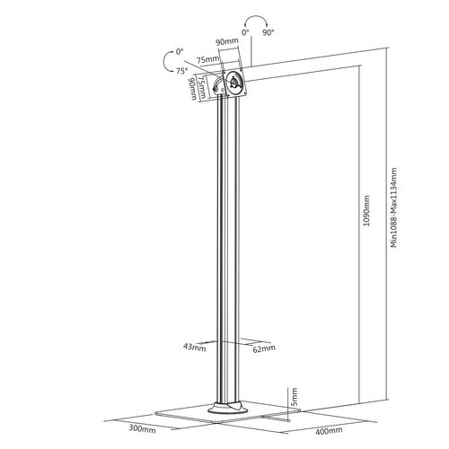 Support Sur Pied Pour Tablette iPad Pro 12.9'' Génération 3, Noir