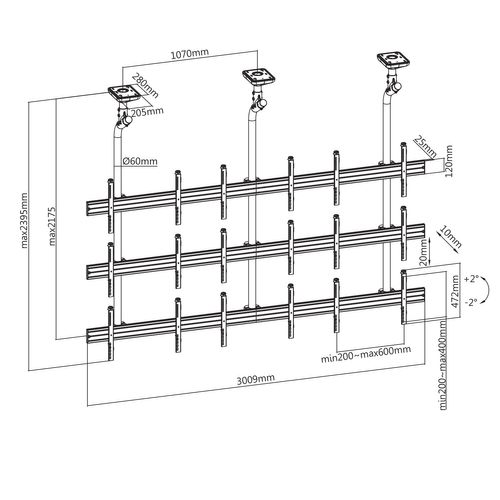Support Plafond Mur D'images Pour 9 Écrans TV 45''-50''