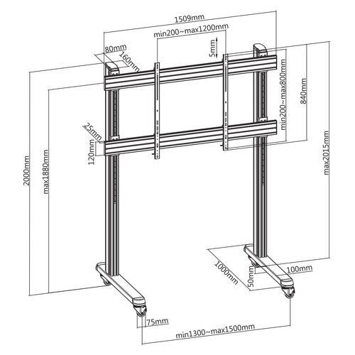 Support Sur Pieds Pour Écran TV 70''-120'' - à Roulettes
