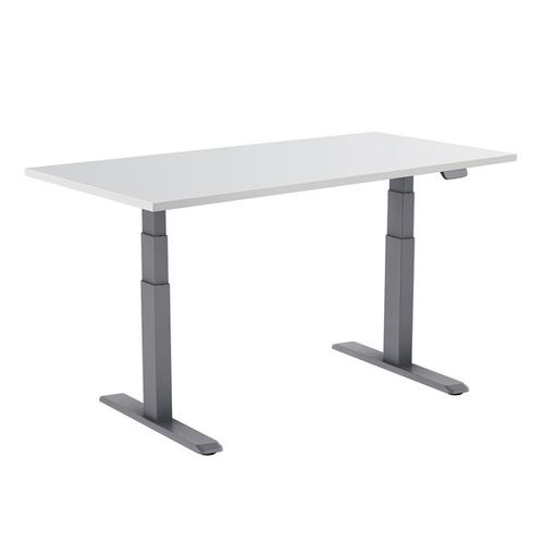 Bureau Motorisé Assis-debout 120x75cm Plateau Blanc/pied Gris