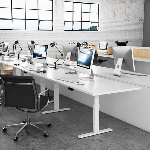 Bureau Motorisé Assis-debout 120x75cm Plateau Blanc/pied Gris