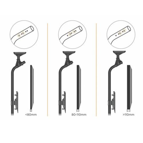 Support Plafond Pour 1 Écran TV Mode Portrait 65''-75'' - Hauteur 225 Cm