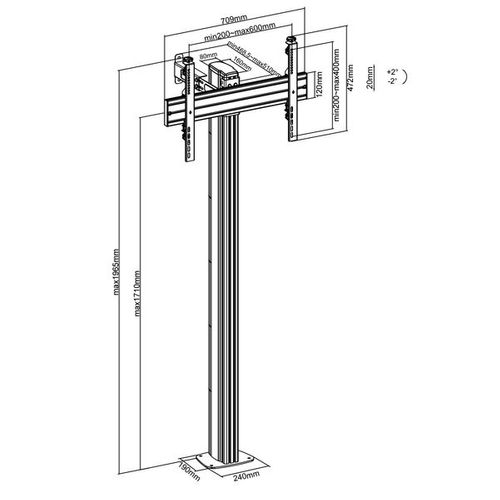 Support Sur Pied Pour Écran TV 32'' - 75'' - Hauteur 175cm - à Visser