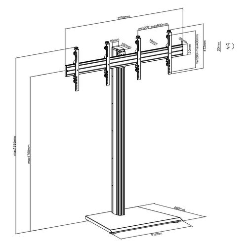 Support Sur Pied Pour 2 Écrans TV 43'' - 49'' - Hauteur 175cm - à Poser