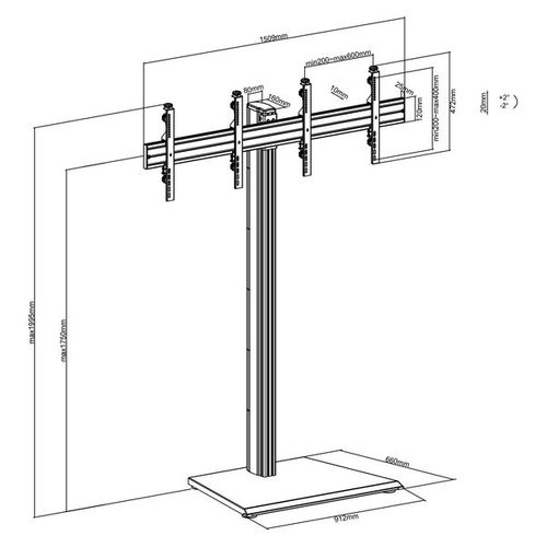 Support Sur Pied Pour 2 Écrans TV 43'' - 49'' - Hauteur 175cm - à Poser