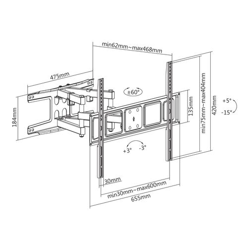 Support Mural Articulé Pour Écran TV  37"-80"