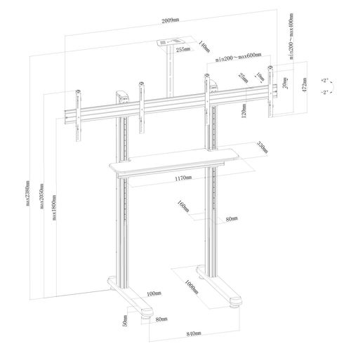 Support Sur Pieds Visioconférence Pour 2 Écrans TV 45''-55'' - à Poser