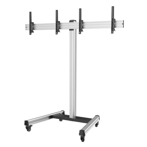 Support Sur Roulettes Pour 2 Écrans TV 43'' - 49'' - Hauteur 175cm - Inclinable