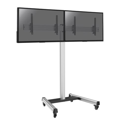 Support Sur Roulettes Pour 2 Écrans TV 43'' - 49'' - Hauteur 175cm - Inclinable