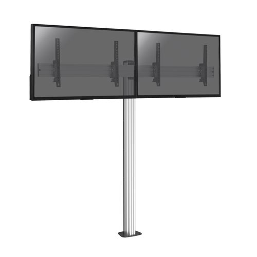 Support Sur Pied Pour 2 Écrans TV 43'' - 49'' - Hauteur 175cm - à Visser - Inclinable