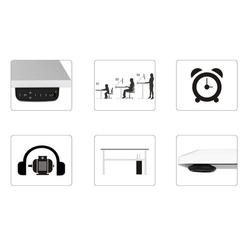 Pied De Bureau Motorisé Assis-debout, Hauteur 62- 128 Cm, Noir