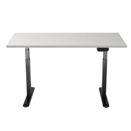 Bureau Motorisé Assis-debout 150x75cm Plateau Blanc/pied Noir