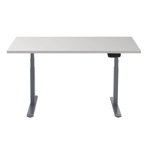 Bureau Motorisé Assis-debout 150x75cm Plateau Blanc/pied Gris