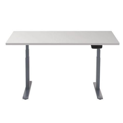 Bureau Motorisé Assis-debout 150x75cm Plateau Blanc/pied Gris