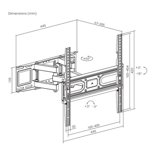 Support TV Mural Articulé Écran   32''- 55''