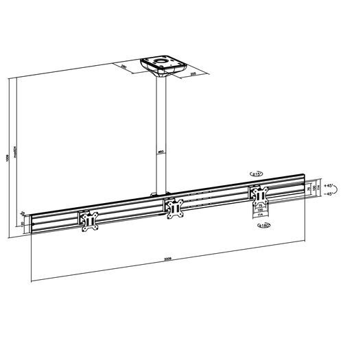 Support TV Plafond Menu Board 3 Écrans 32'' - Hauteur 100 Cm
