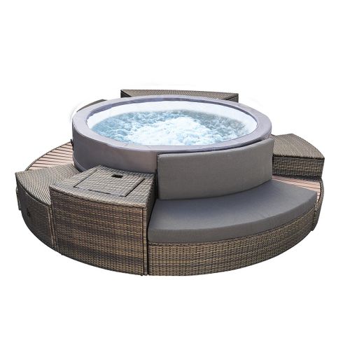 Spa Portable Semi-rigide Vita Premium Rond Bulles 4-6 Places + Mobilier