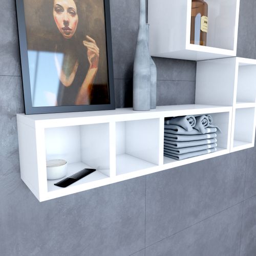 Etagère Murale 80x20x20cm Blanche De Rangement 3 Emplacements - Personalyz Triplo
