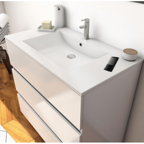 MPO 3 pcs Ensemble Meuble de salle de bain - Mobilier de salle de bain Armoire de salle de bain -Blanc Aggloméré @297682 - Maison
