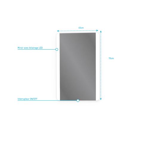 Miroir Salle De Bain LED Auto-éclairant Border Lines 70x45