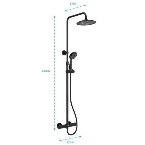Colonne De Douche Thermostatique Noire - 133x28x52 Cm - Noir
