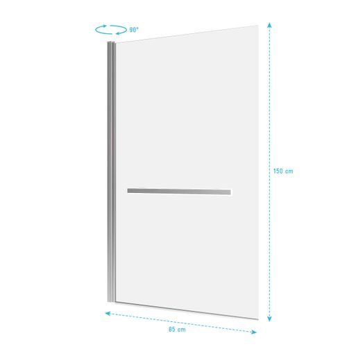 Pare Baignoire Pivotant Avec Porte-serviette 85x150cm - Profilé Chrome - Verre 6mm - Tshape Chromed