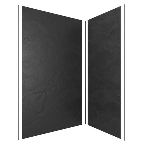 Pack De 2 Panneaux Muraux Pierre Ardoise 90+120x210 Cm Avec Profilés Noir Mat - Stone'it