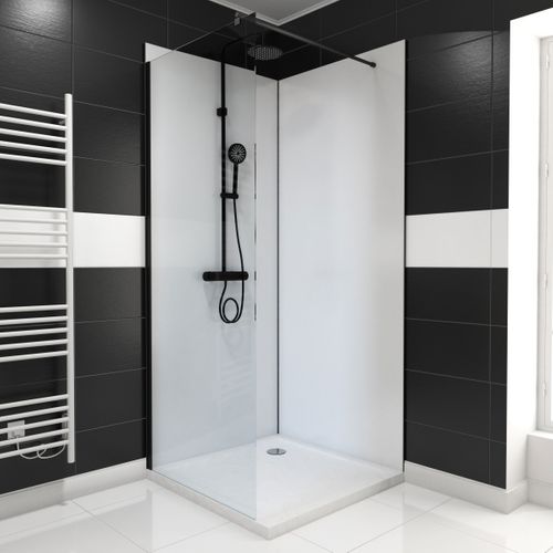 Pack De 2 Panneaux Muraux Aluminium Blanc 90+90x210 Cm Avec Profilés Noir Mat - Wall'it