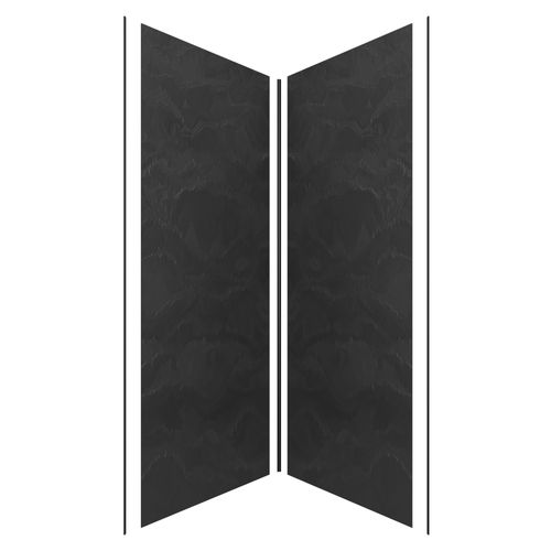 Pack De 2 Panneaux Muraux Pierre Ardoise 90+90x210 Cm Avec Profilés Noir Mat - Stone'it