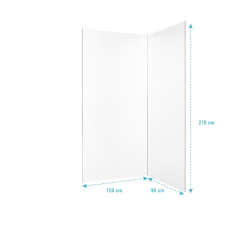 Lot De 2 Panneaux Muraux Aluminium Blanc 90+120x210 Cm Avec Profilés Chrome - Wall'it