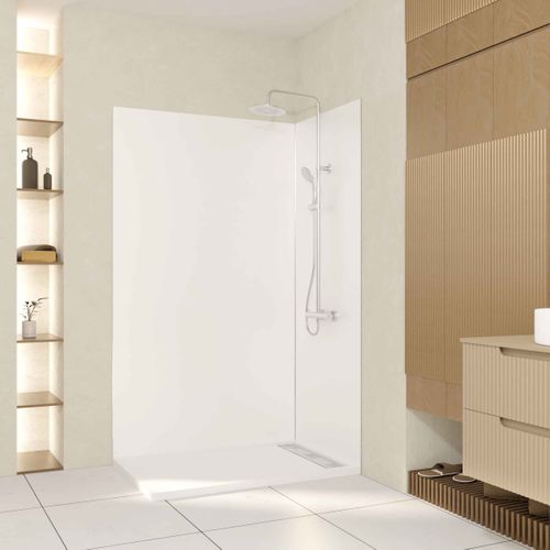 Lot De 2 Panneaux Muraux Aluminium Blanc 90+120x210 Cm Avec Profilés Chrome - Wall'it