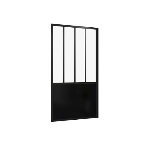 Pare Baignoire Pivotant 130x75cm Type Industriel - Profilé Noir Mat - Verre Trempé - Glassy Screen