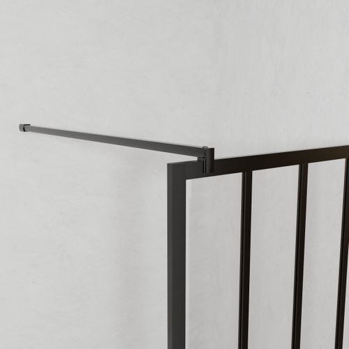 Paroi De Douche 140x200 Cm Type Verriere - Verre Trempe Et Structure Aluminium Noir Mat