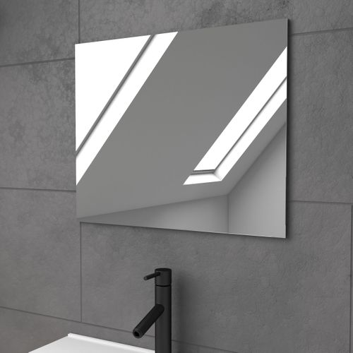 Meuble Vasque 60 Cm Suspendu 2 Tiroirs Finition Bois Avec Vasque Et Miroir - Bois